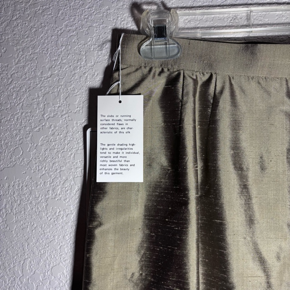 Vintage Carlisle Antique Gold 100% Silk Crop Tank Top And Matching Pencil Skirt - Picture 7 of 9
